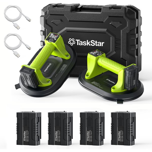 TaskStar 10 Zoll Elektrischer Saugnapf mit Digitaler Druckanzeige 250kg Tragkraft Hochleistungs-Vakuumsauger 4*3000mAh Vakuumsauger für Fliesen, Glas, Granit, Marmor