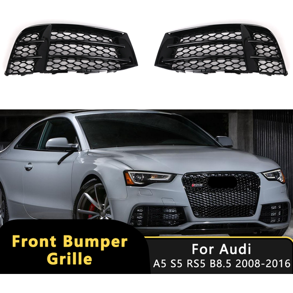 HONEYCOMB maille hexagonale voiture antibrouillard gril couverture pour Audi A5 S5 RS5 B8.5 2008-2016 pare-chocs avant lampe Grille 8T0807681F noir brillant