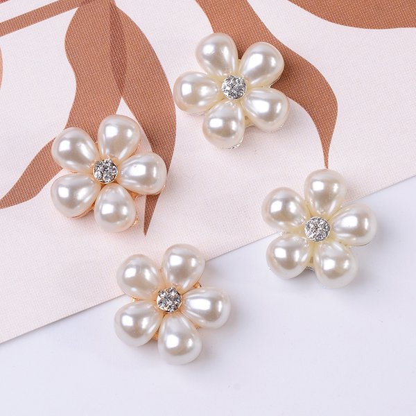 Boutons en alliage de perles et strass pour cheveux de fille, carte d'invitation de mariage, boutons décoratifs pour robe, artisanat, accessoires de bijoux, 10 pièces/lot