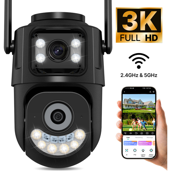 Kamera WiFi WONSDAR 2.4Ghz&5Ghz PTZ Zewnętrzna Kamera Bezpieczeństwa IP z Automatycznym Śledzeniem, Noktowizją, Monitoringiem Wideo CCTV ICsee