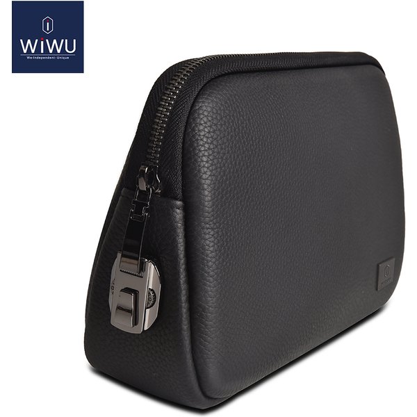 WiWU Anti-Diebstahl-Clutch, PU-Leder, wasserdichte Aufbewahrungsbox für Handy, Powerbank, Organisieren von Taschen, Codeschloss, Tragetasche
