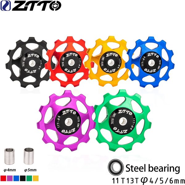 ZTTO MTB Bicycle Rear Derailleur Jockey Wheel 11T 13T Steel Bearing Pulley AL7075 CNC Road Bike Guide Roller Idler 4mm 5mm 6mm
