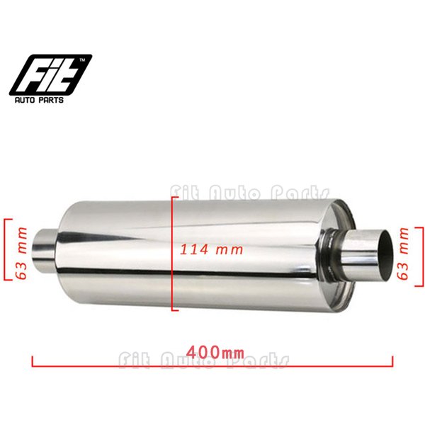 Silencieux sport en acier inoxydable de haute qualité, tuyau d'échappement chromé, résonateur de voiture, entrée 2'', 2,5'', 3'', silencieux de course