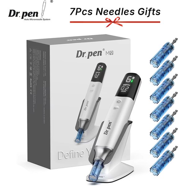 Stylo de micro-aiguilletage authentique Dr. Pen M9 avec 7 aiguilles anti-reflux, sans fil, pour soins de la peau, longueur des aiguilles 0,25 mm