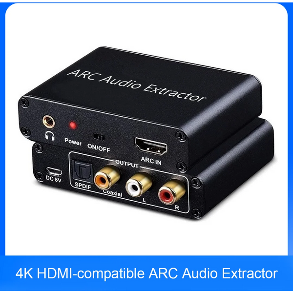 4K HDMI-Compatible ARC Audio Extractor ARC to SPDIF Coaxial L/R Stereo 3.5mm Jack Audio Converter for HDTV Soundbar Home Theater