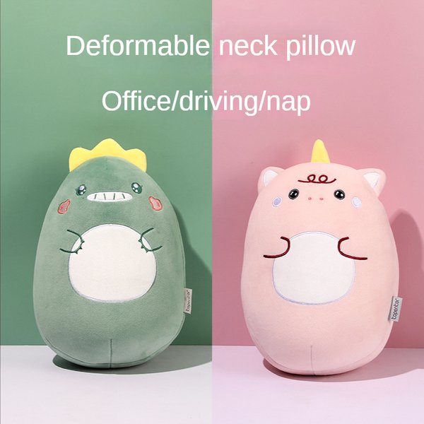 Oreiller cervical en forme de U, oreiller de sieste en forme de U, oreiller de jet de figure de dessin animé, oreiller de voyage, oreiller de repos de sauna de bureau, 2 en 1