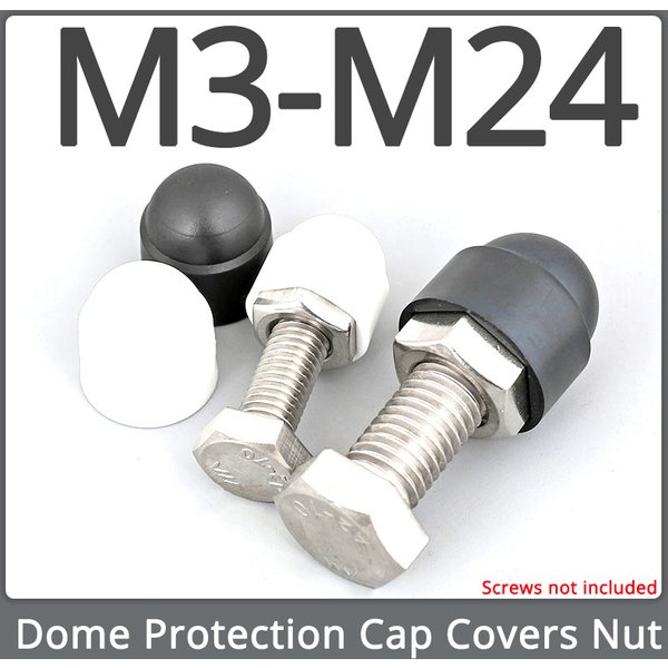 Couvercle de capuchon de Protection de dôme noir et blanc, boulon d'écrou hexagonal en plastique PE M3 M4 M5 M6 M8 M10 M12 M14 M16 M18 M20 M22 M24