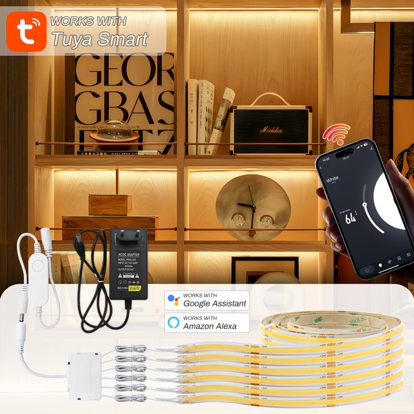 Tuya WiFi LED armoire lumières Zigbee Smart APP contrôle 24V LED armoire bande lumières bibliothèque armoire placard lampe bande