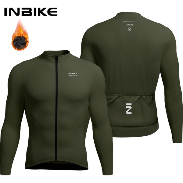 INBIKE Thermo-Fleece-Radtrikot für Herren, Vollreißverschluss, Winter-Fleece-gefütterte Fahrradbekleidung für kühles Wetter, Straßen- und Mountainbike-Bekleidung mit Taschen