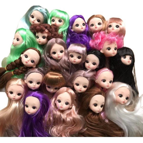 Glasses Eyes Doll Heads DIY Doll Figures 1/6 Doll Toy Colorful Long Hair Heads Stars Anime Eyes Doll Toy Girl Dressing Gift