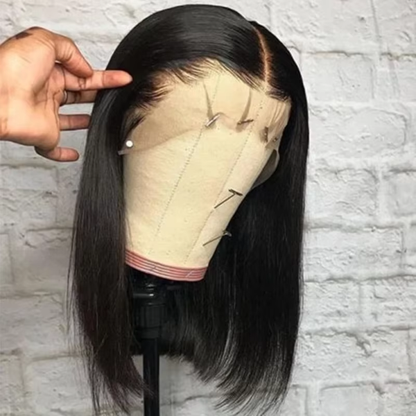 Perruque Bob en cheveux humains, densité 200%, Lace Frontal HD 13x4, courte et droite, pré-épilée, pour femmes noires