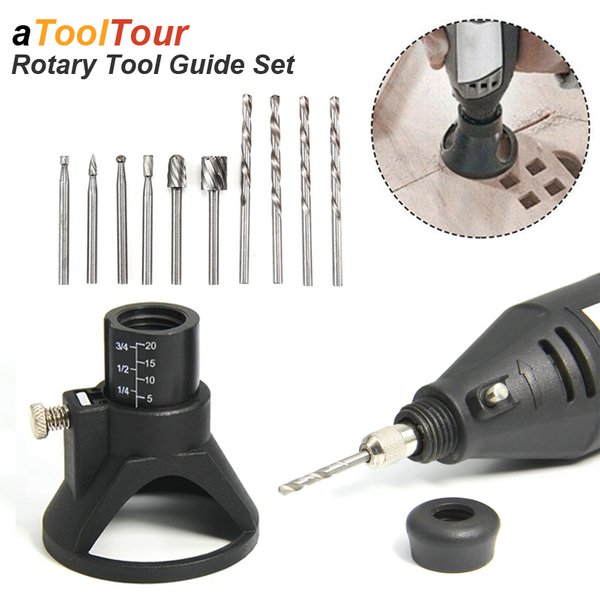 Routeur rotatif fraise Guide fixation foret hélicoïdal Kit d'outils de sculpture sur bois localisateur dédié outil de menuiserie pour Dremel