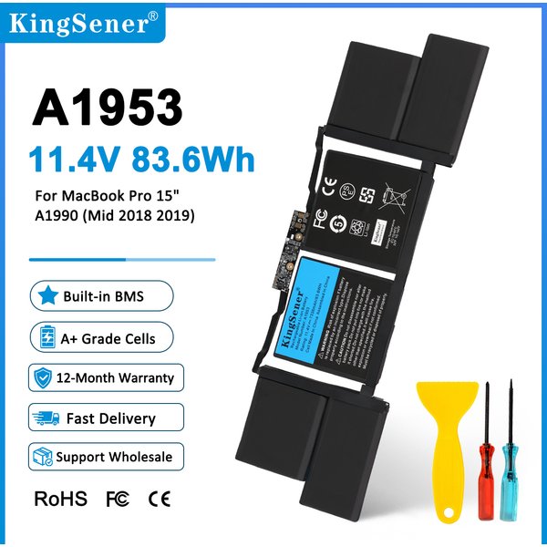 KingSener A1953 Neuer Laptop-Akku für Apple MacBook Pro 15' A1990 Touchbar 2018 2019 EMC 3215 MC3359 MR962LL 11,42V 83,6Wh