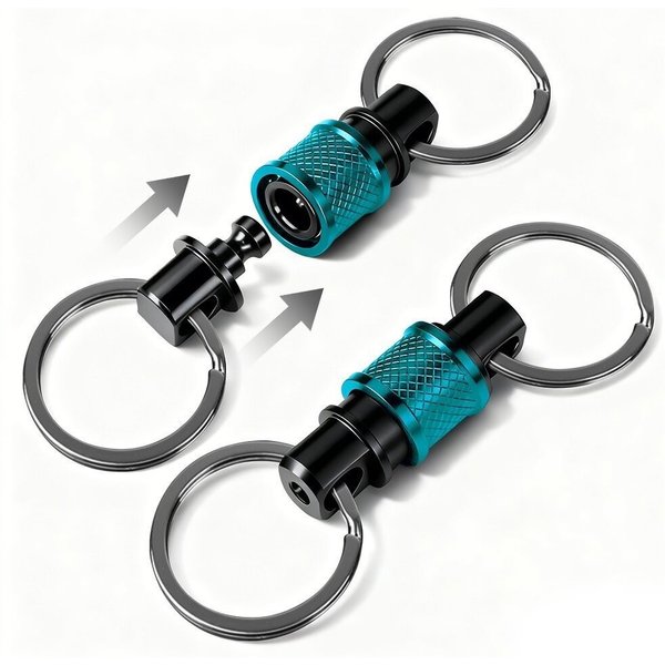 Double Headed Quick Release Keychain Aluminum Alloy Retractable Detachable Keychain Compact 360° Rotation Clip Pull Apart Buckle