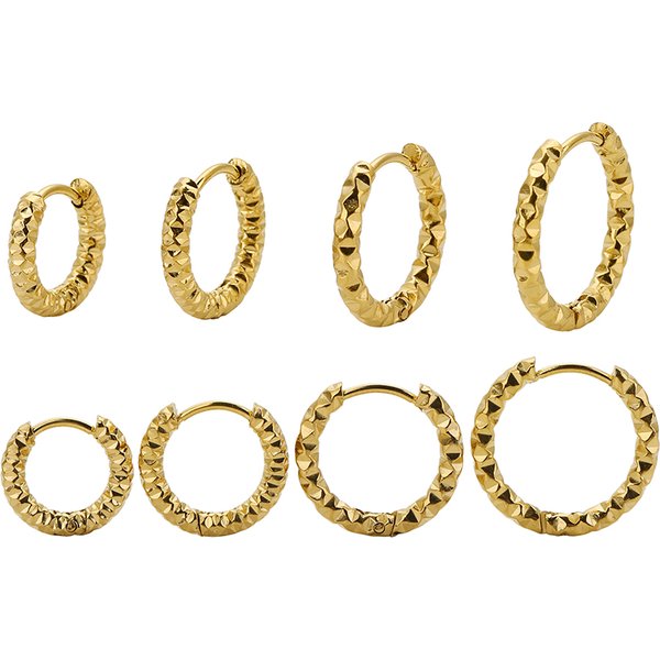 6 stücke 8/10/12/14mm Kein Verblassen Edelstahl Runde Präge Ohr Ringe Hoop Ohrringe für Frauen weibliche Mädchen Korea Mode Schmuck