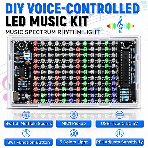 DIY sterowanie dźwiękiem muzyka LED zestawy elektroniczne wyświetlacz częstotliwości audio PCB projekt lutowania praktyka lutowanie Diy zestaw elektroniczny