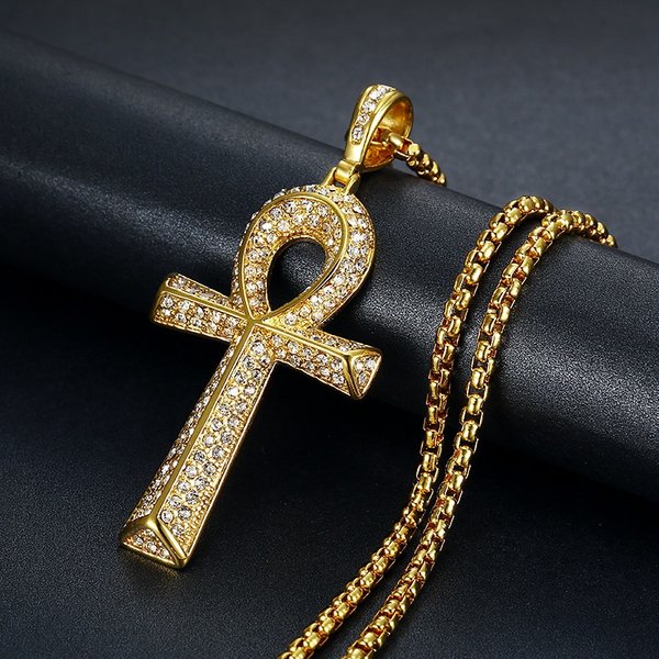 Edelstahl Titan Ägyptischer Ankh Schlüssel Hip Hop Anhänger Kragen Kette Halskette für Frauen Männer Paar Freunde Geschenk Juwel