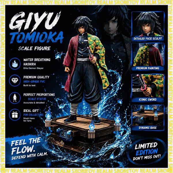 Neuerscheinung LK Demon Slayer Giyu Tomioka Wassersäule GK Statue 1/6 Maßstab Anime-Figur Sammlerstück Desktop-Deko Geschenk Geburtstag