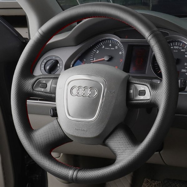 DIY Lenkradbezug aus schwarzem Kunstleder für Audi A3 8P Sportback A4 B8 Avant A5 8T A6 C6 A8 D3 Q7 8R Q5 4L S4 S3