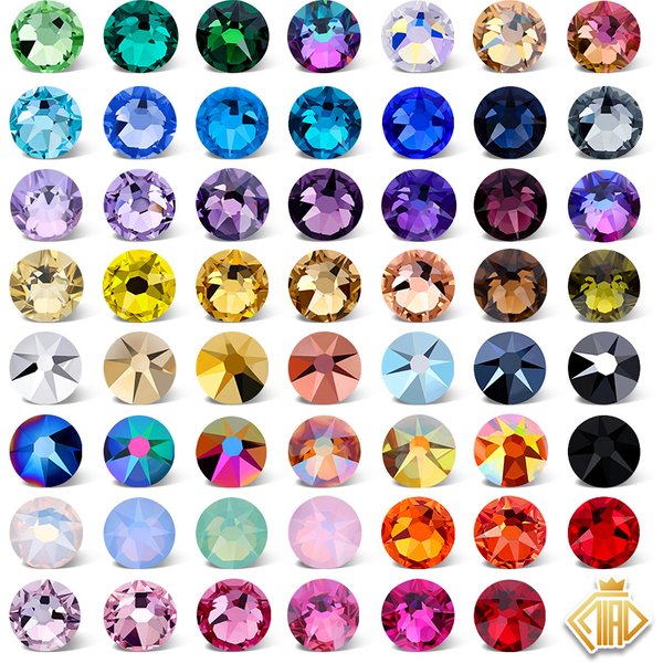 QIAO 2088 Non Hotfix DIY Crystal Nail Art Decorations 8 Big 8 Small Strass Rhinestones Flat Back Stick-On Nails for Nail Art