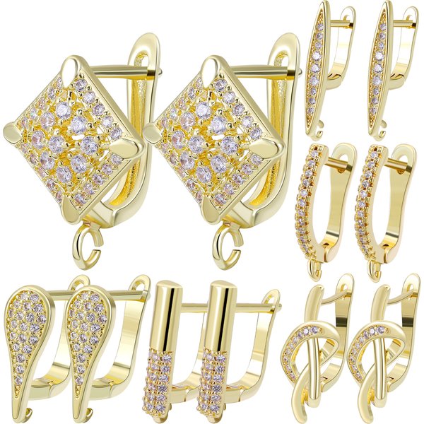 Juya Handmade 18K Real Gold Plated Earwire Fasteners Earring Hooks Accessories For DIY Women's Anti-Allergy Earrings Making