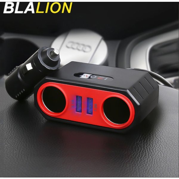BLALION Car Cigarette Lighter Splitter 120W DC12V 24V Car Charger Adapter Dual USB LED Fast Charger for Phone iPad GPS Dashcam