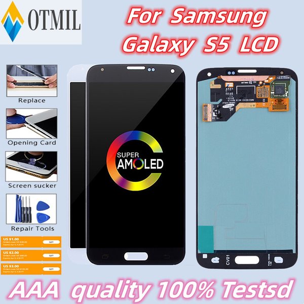 5.1 Écran LCD AMOLED de qualité pour SAMSUNG GALAXY S5 G900G 900F G900M G901F, ensemble d'écran tactile et numériseur, pièces de rechange.