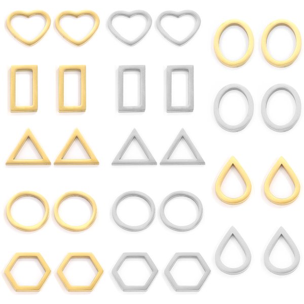 5pcs Stainless Steel Connectors Pendants Geometry Round Triangle Water Drop Charms for DIY Resin Necklaces Jewelry Making