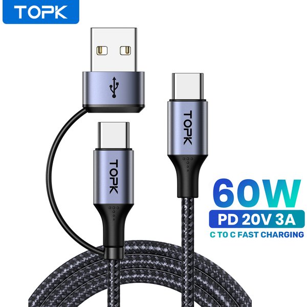 TOPK 60W PD Schnellladekabel USB C auf USB Typ C Kabel für MacBook Pro USB C PD Kabel Schnellladung für Samsung Xiaomii