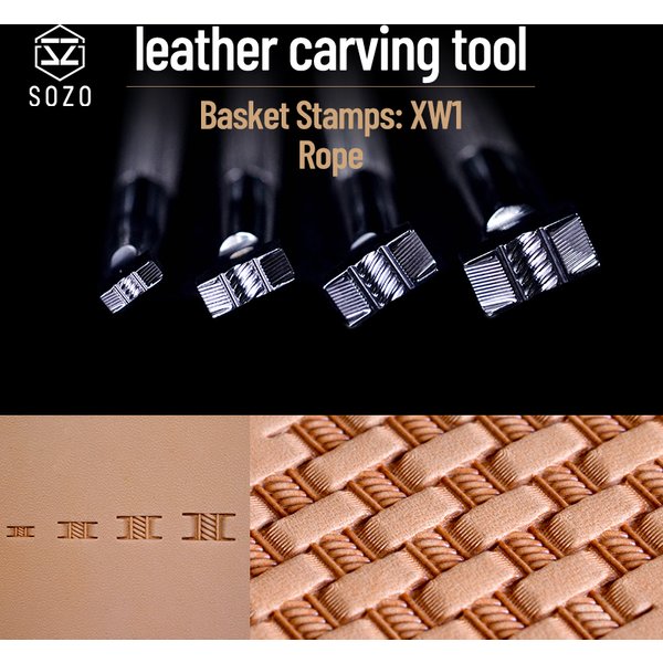SOZO XW1 outil d'estampage du cuir à motif de panier, corde unique, sculpture à la main, impression de timbres, fabrication de selle, acier inoxydable 304