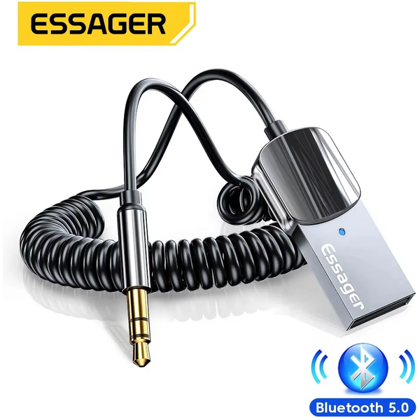 Essager Bluetooth-Aux-Adapter-Dongle USB zu 3,5-mm-Klinkenstecker Auto-Audio-Aux Bluetooth 5.0 Freisprech-Kit für Autoempfänger BT-Sender
