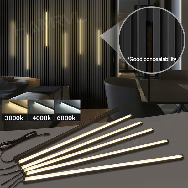 Éclairage encastré LED bande lumineuse LED pour panneau mural à lattes en bois en parallèle avec capteur tactile, auto-adhésif pour la décoration murale à lattes