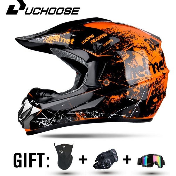 Casque de moto tout-terrain professionnel pour adultes et enfants, casque de moteur de course DOT de descente, cadeau gratuit