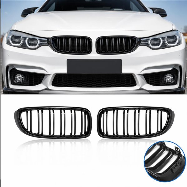 Calandre avant double ligne noire brillante pour BMW Série 4 F32 F33 F36 M3 F80 M4 F82 12-18