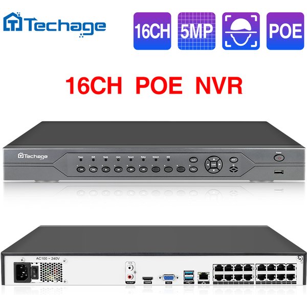 Techage H.265 16CH 4K 8MP 5MP 4MP 2MP POE NVR P2P Remote View Netzwerk POE NVR für IP Kamera Überwachung CCTV Set Onvif