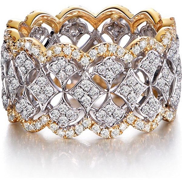Huitan Hot Trend Women Rings with Sparkling Cubic Zirconia Hollow Leaf Design Two Tone Hip Hop Rock Rings Party Jewelry