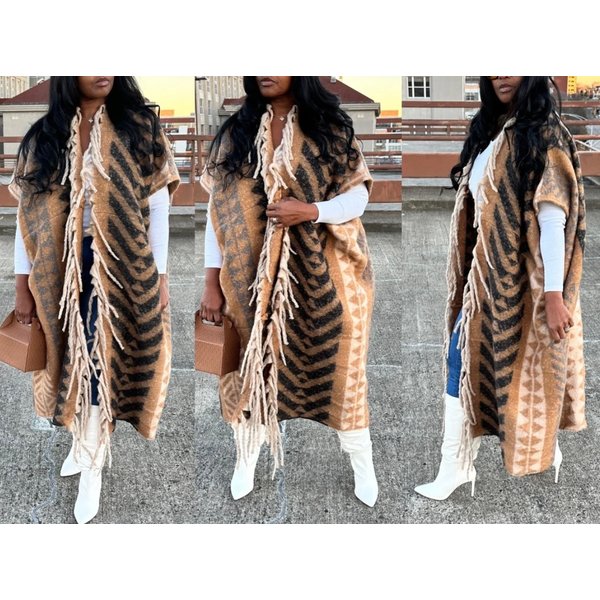 Cardigans College à devant ouvert pour femmes africaines, Kimonos longs, Veste d'hiver, Design F Blogger, Plus Tassel Optics, Mode
