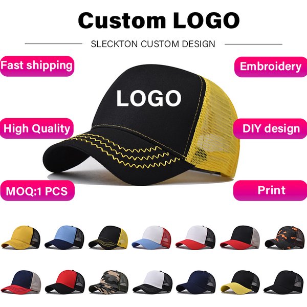 SLECKTON Custom Logo Embroidery Baseball Cap for Men and Women Brand Design Picture Print Mesh Cap Trucker Hat Unisex Wholesale