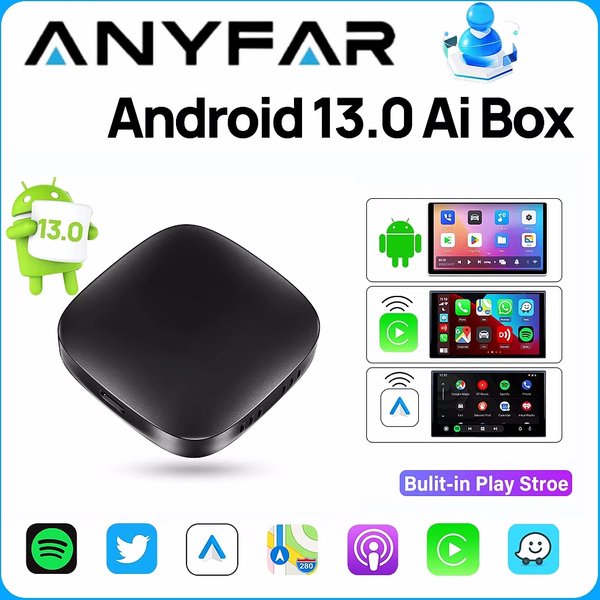 Boîtier AI Android 13.0 3-en-1 2026 pour CarPlay, adaptateur USB Wi-Fi filaire vers sans fil pour YouTube Netflix, boîtier TV universel Plug and Play