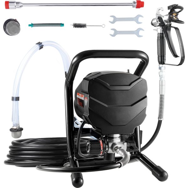 SucceBuy Stand-Airless-Farbspritzgerät, 650W Hocheffizientes Airless-Spritzgerät, 3000PSI Elektrisches Farbspritzgerät mit Verlängerungsstange