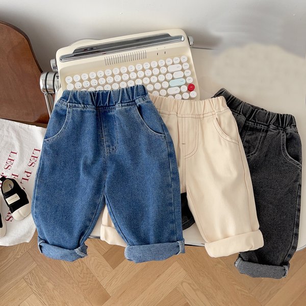 Jeans décontractés monochromes pour enfants, pantalons en denim pour bébés garçons, pantalons en velours côtelé assortis, mode douce pour filles, automne, 0-5 ans