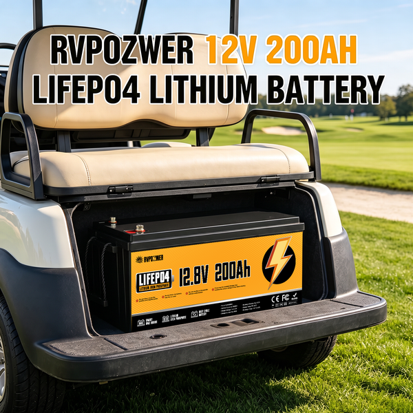 RVPOZWER LiFePO4 Lithium-Eisenphosphat-Speicherbatterie, eingebauter 200A BMS-Schutz, zyklenfest, lange Lebensdauer, für Wohnmobile, Boote, Yachten, Reiseanhänger, Wohnmobile, Notstromversorgung für