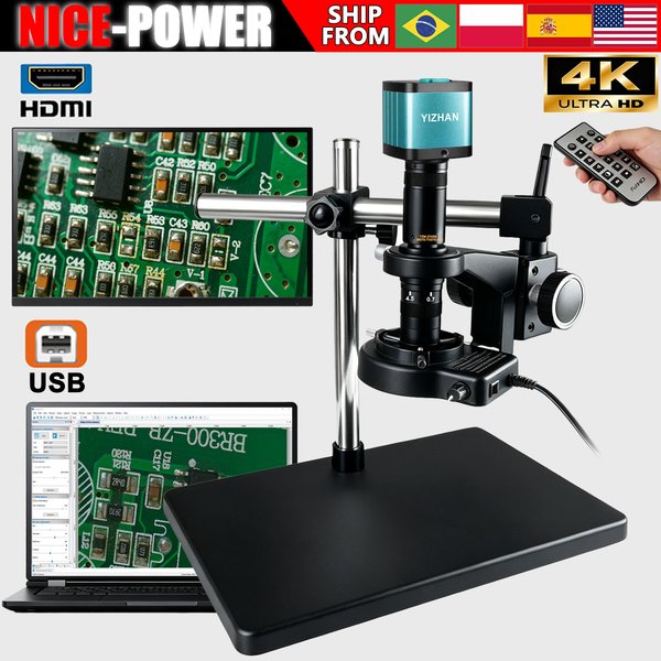 YIZHAN 4K Digitalmikroskop für Elektronik, Universalmikroskop mit Schwenkarm, 215-fach Zoom-Objektiv, Löt-Mikroskop mit Software