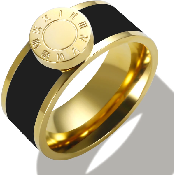 Bague ronde en acier inoxydable avec chiffres romains, en émail coloré, pour femmes et filles, bague plaquée or, bijoux, nouveau