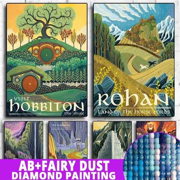AB Fairy Dust Diamond Painting Abstract Ring Art Retro Full Drill Kit Vintage Film Mordor Castle Lord Magic Kid Bed Room Decor