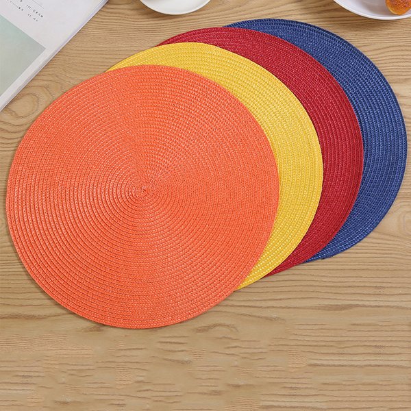 Tapis et coussinets ronds tissés de style européen, 2 pièces, tapis de table résistants à la chaleur et antidérapants pour table à manger, idéal pour un pique-nique en plein air