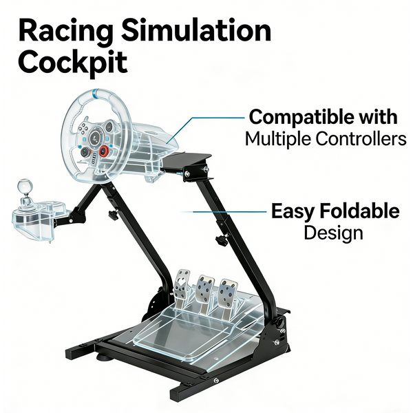 Faltbarer Rennradständer, kompatibel mit Logitech G25 G27 G29 G920 G923 TX F458 T500RS Fanatec Clubsport und Simcube-Pedalen