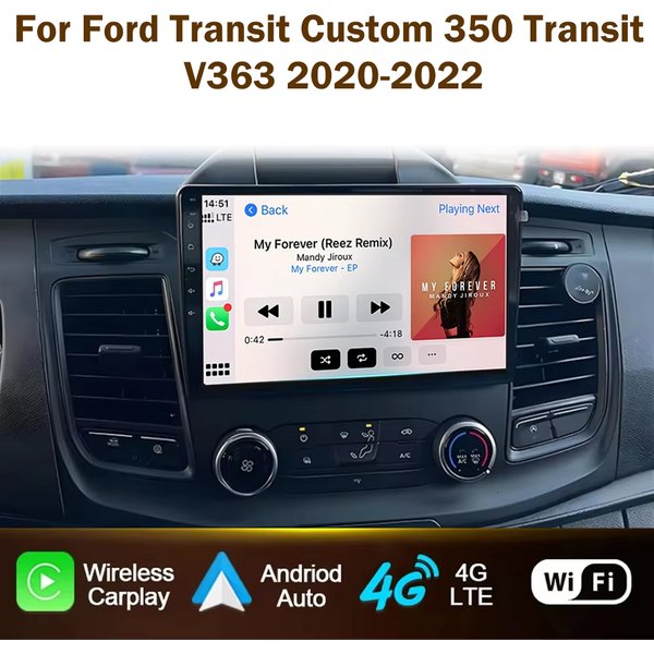 Radio samochodowe z Androidem do Forda Transit Custom 350 Transit V363 2020-2022, odtwarzacz multimedialny, nawigacja GPS, bez jednostki główna 2DIN
