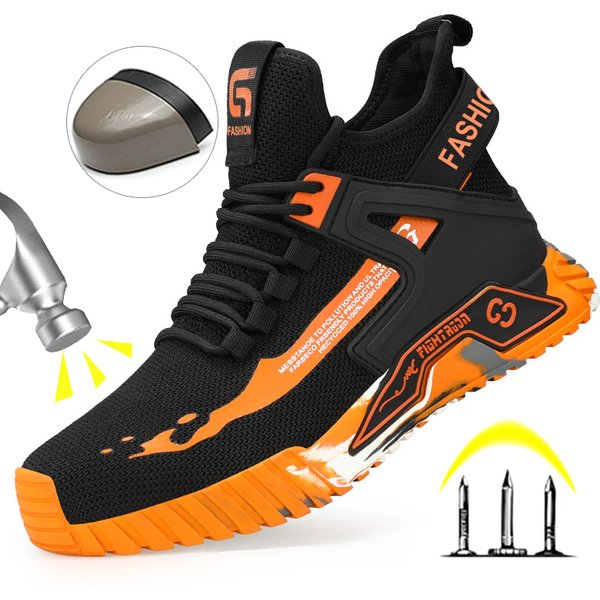 Bottes montantes pour hommes, chaussures de protection de sécurité, chaussures de travail à bout en acier, chaussures de sécurité Anti-perforation pour hommes et femmes