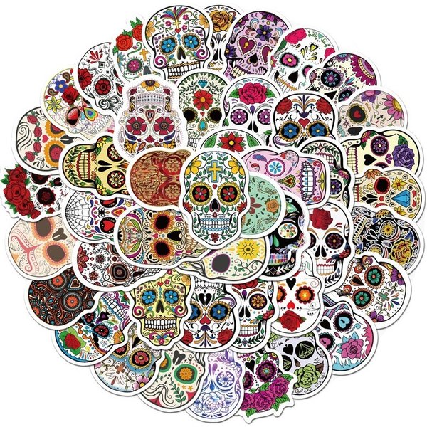 50pcs mexicain Calaver sucre crâne Graffiti autocollant bricolage Skateboard ordinateur portable bagages décalcomanies voiture style Anime enfants jouet autocollant